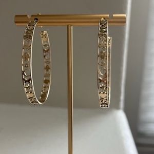 Sydney Evan 14K Gold and Diamond Large Icon Hoop with Border